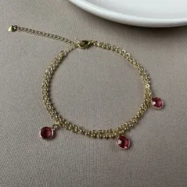 Pulseira dupla ponto de luz pink