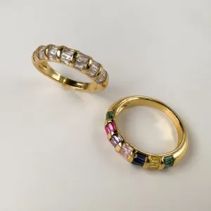 Anel zircônia baguete