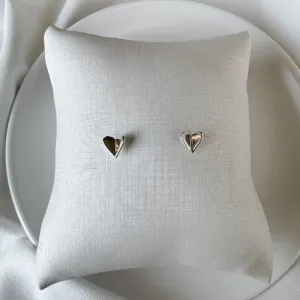 Brinco coração dobrado Prata-925