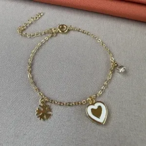 Pulseira infantil coração resina 