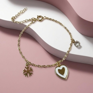 Pulseira Infantil Coração Resinado Branco