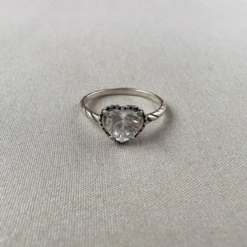 Anel coração cristal Prata 925