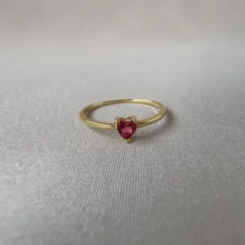 Anel coração pink 
