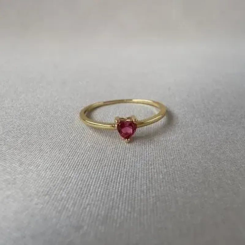 Anel coração pink 
