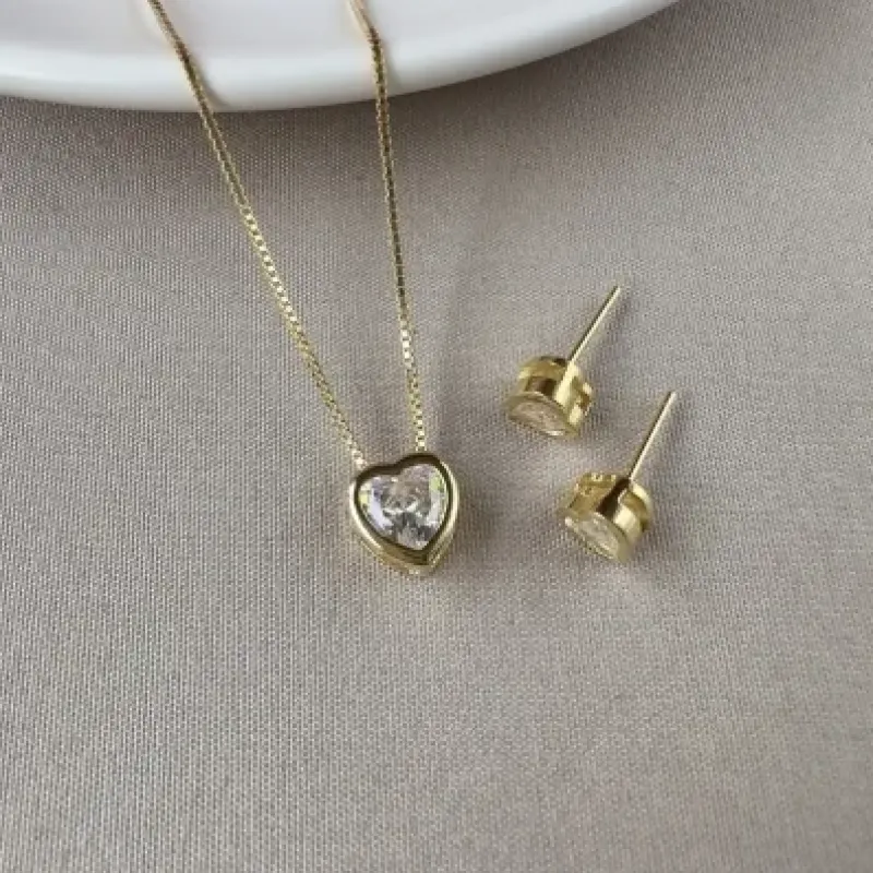 Conjunto coração cristal