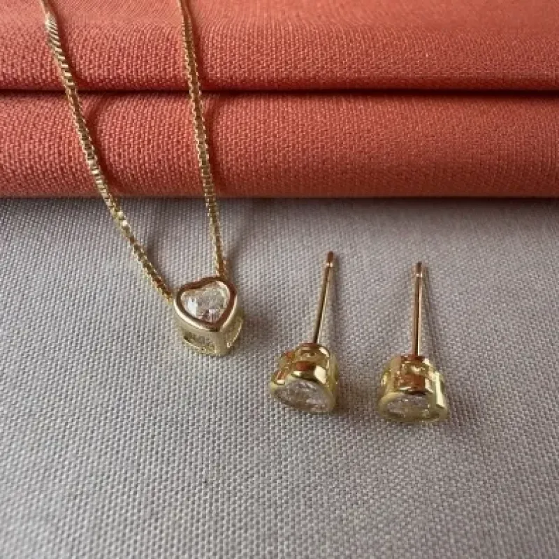 Conjunto infantil coração cristal