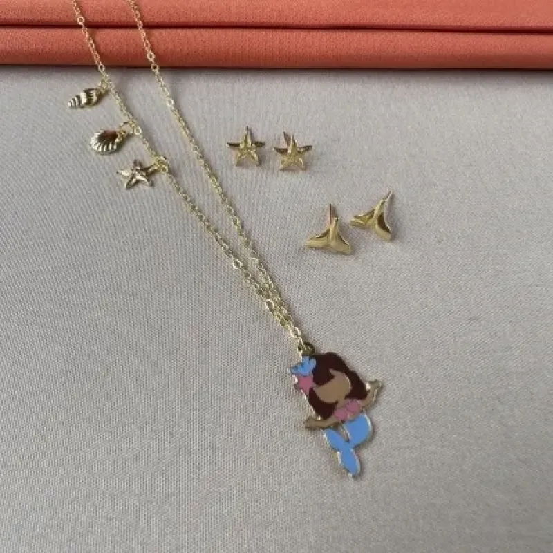 Conjunto infantil sereia resina 