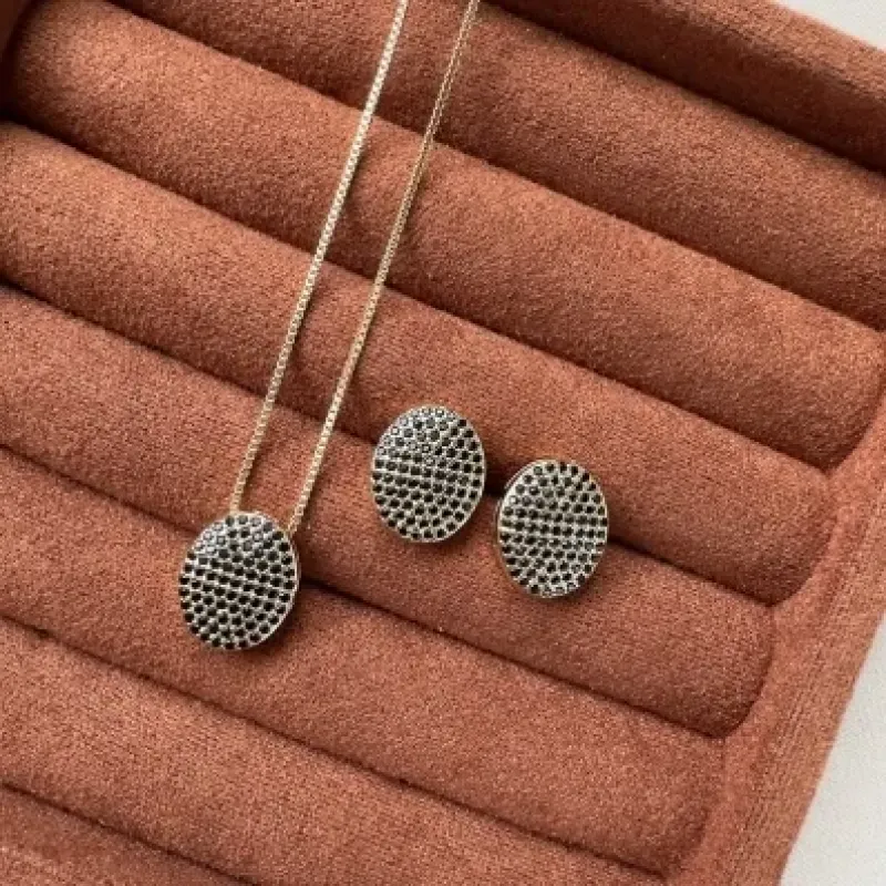 Conjunto oval black 