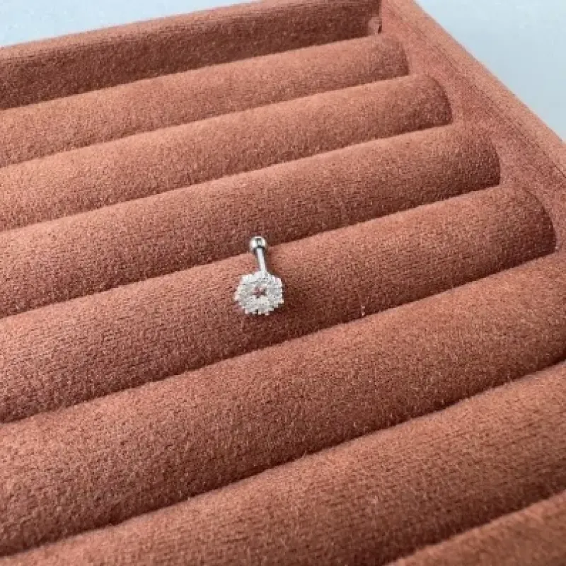 Piercing haste 6mm zircônia Prata 925