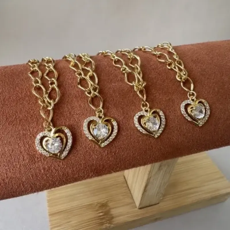 Pulseira coração cristal