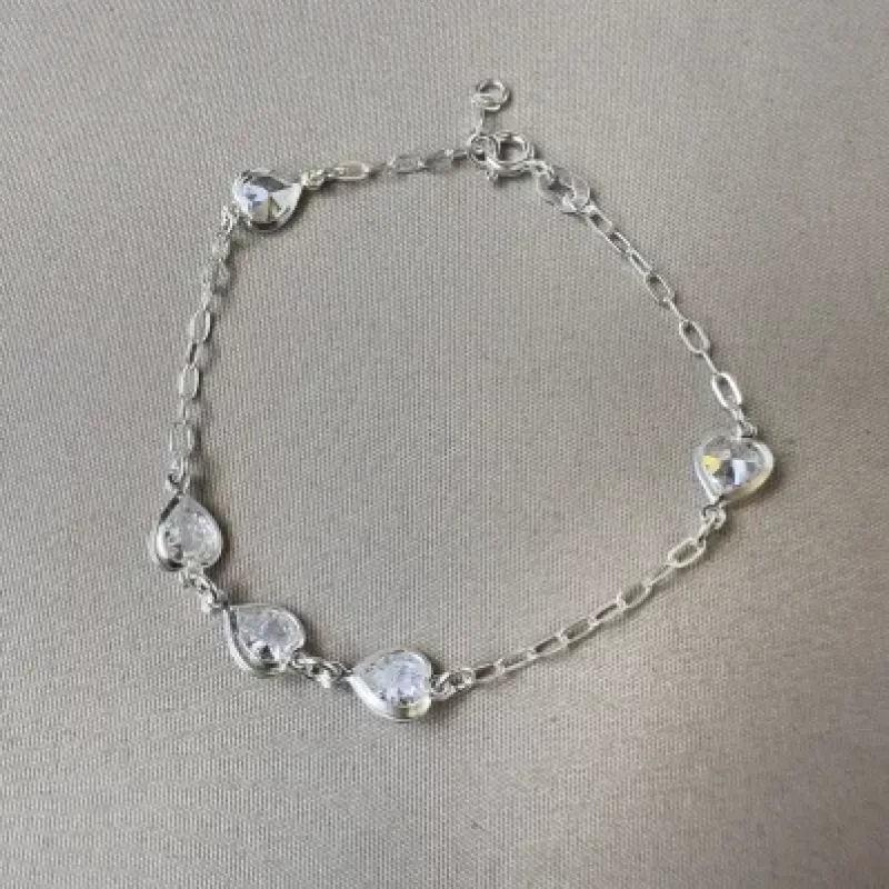 Pulseira corações cristal Prata 925 