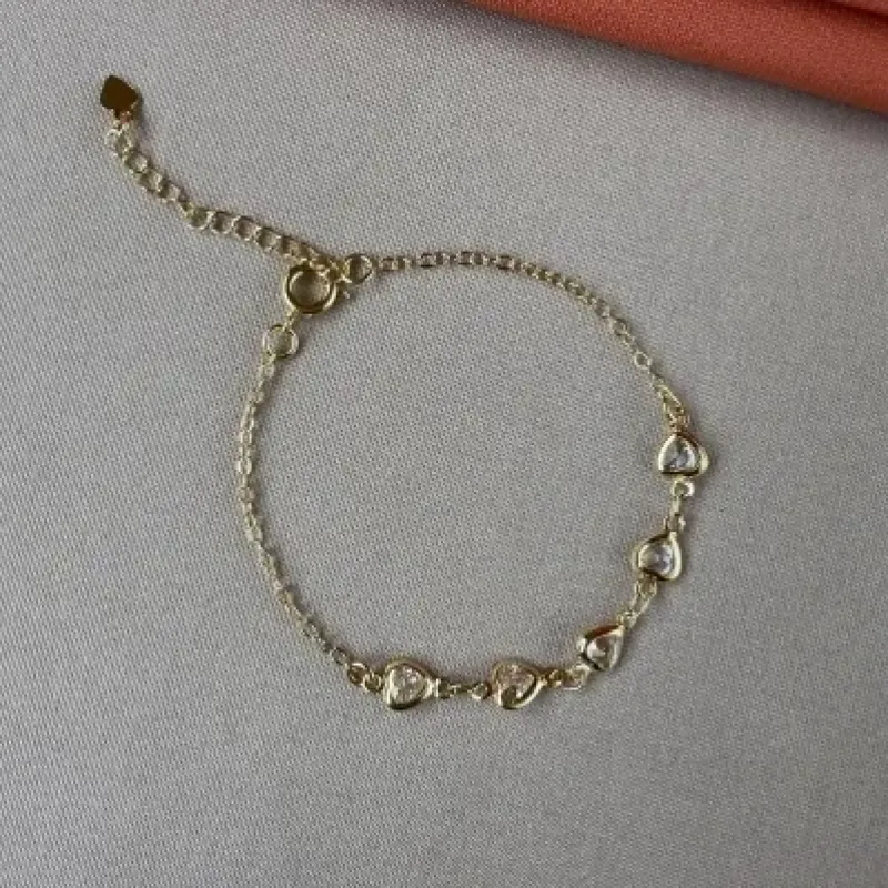 Pulseira infantil corações cristal