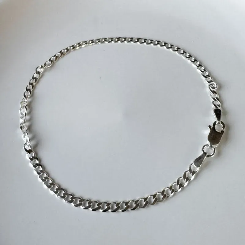 Pulseira masculina 3mm 1x1Prata-925