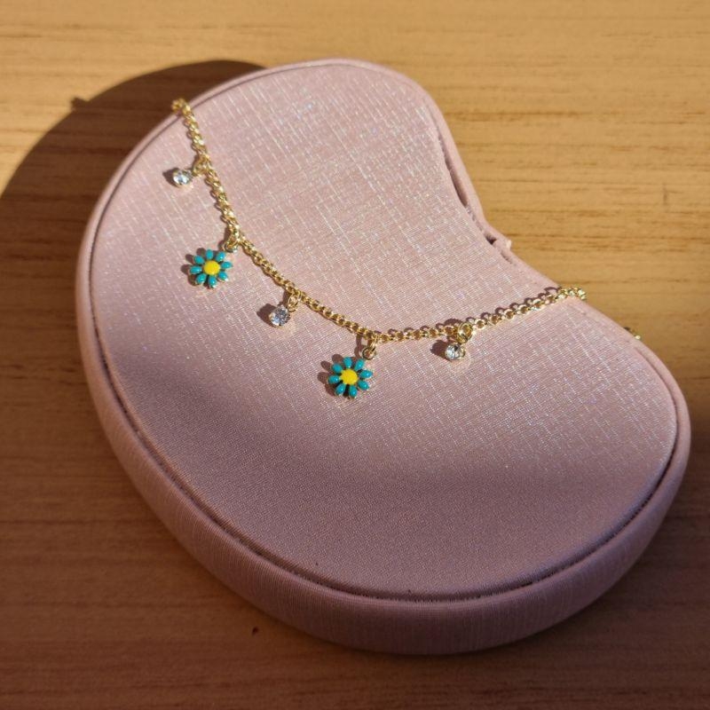 Pulseira infantil margarida azul