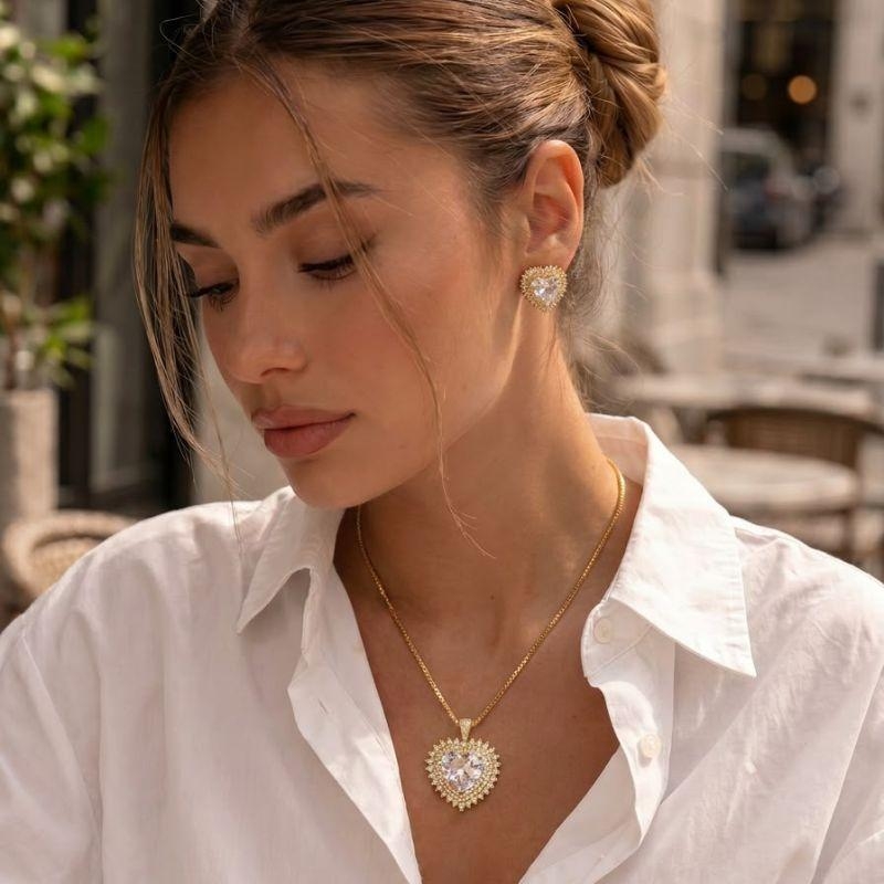 Conjunto Coração Luxury  Cristal