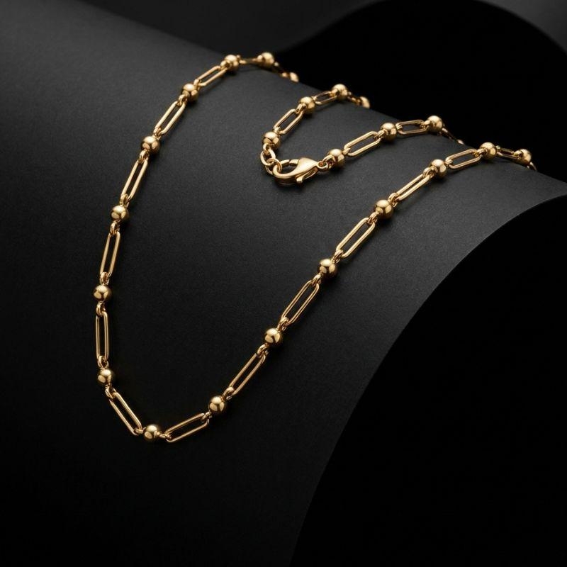 Corrente Masculina Elo 3x1 Detalhado Longo