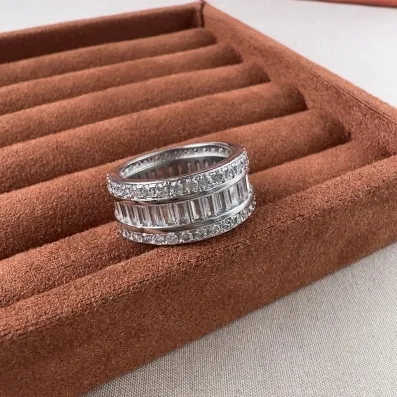 Anel baguete cristal Ródio branco