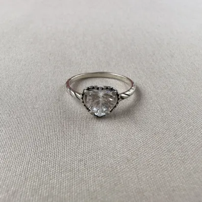 Anel coração cristal Prata 925