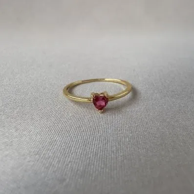 Anel coração pink 