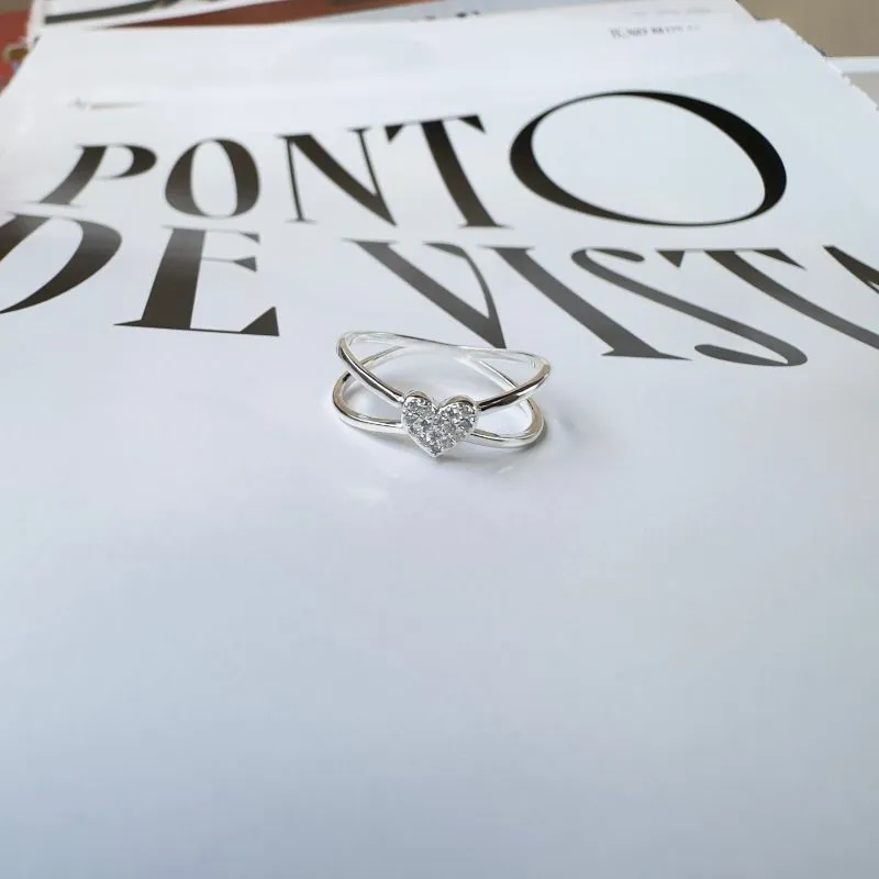 Anel detalhado coração Prata 925