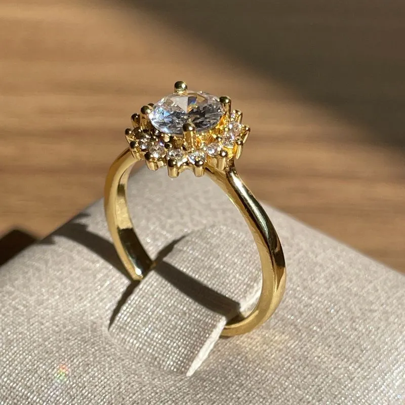 Anel flor zircônia cristal