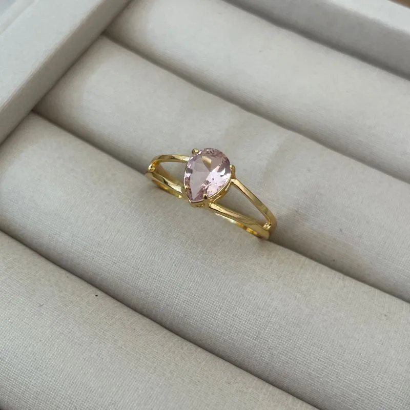 Anel gota rosa