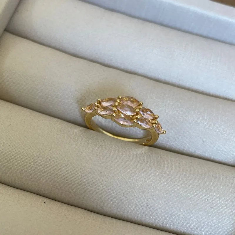 Anel zircônia rosa bebe