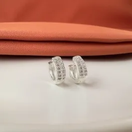 Brinco argolinha click zircônia Prata 925