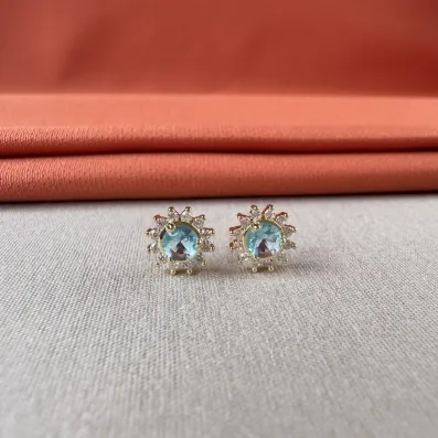Brinco flor azul 