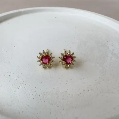 Brinco flor pink 