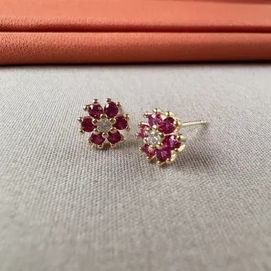 Brinco mini flor pink 
