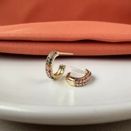 Brinco oval zircônia color 