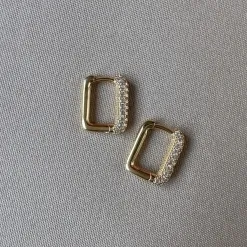 Brinco retângulo zircônia G
