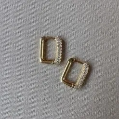 Brinco retângulo zircônia M