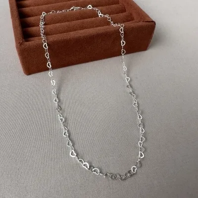 Choker elos corações Prata 925