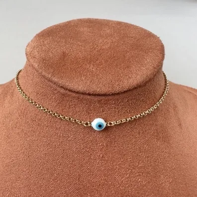 Choker olho grego resina 