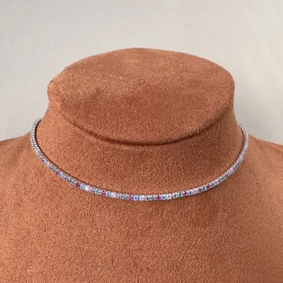 Choker riviera color Prata 925