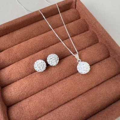 Conjunto esfera zircônia Prata 925 