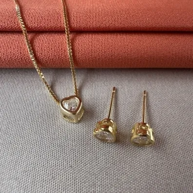 Conjunto infantil coração cristal