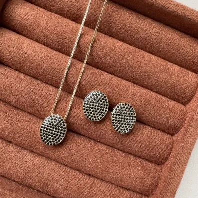 Conjunto oval black 