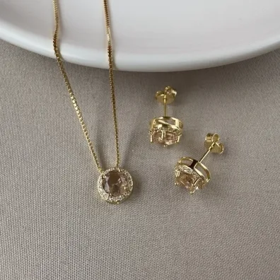 Conjunto redondo rosé  