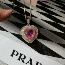 Gargantilha coração pedra fusion rosa 