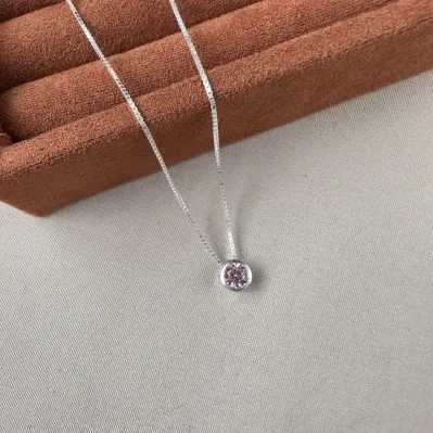 Gargantilha ponto de luz rosa Prata 925
