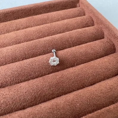 Piercing haste 6mm zircônia Prata 925