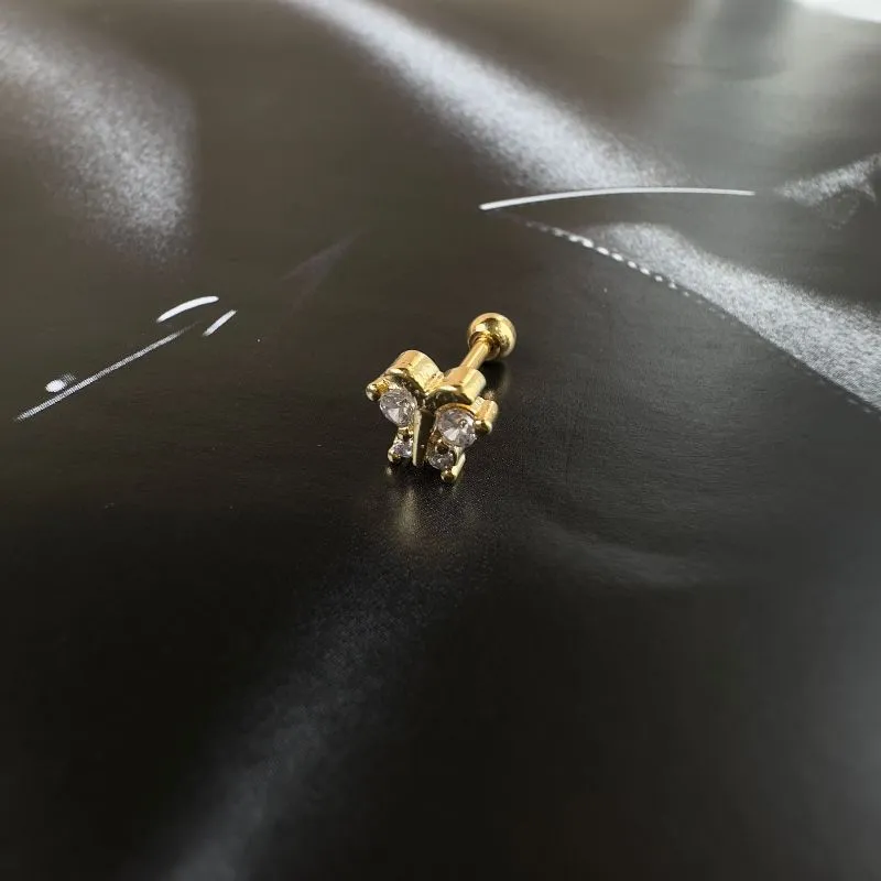 Piercing haste borboleta zircônia