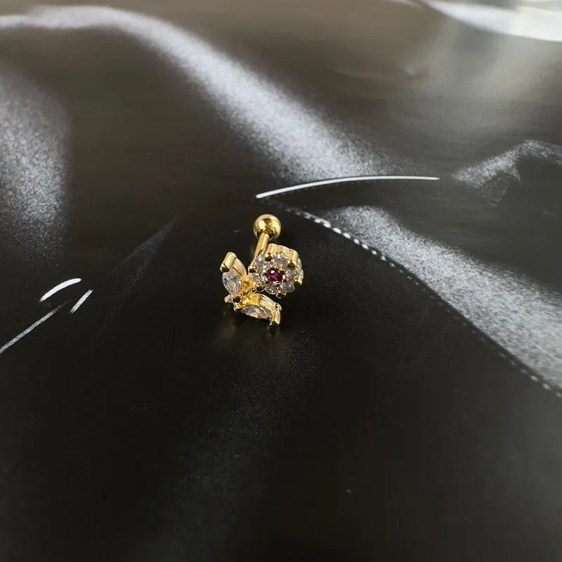 Piercing haste zircônia flor