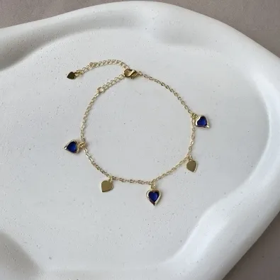 Pulseira corações azul 