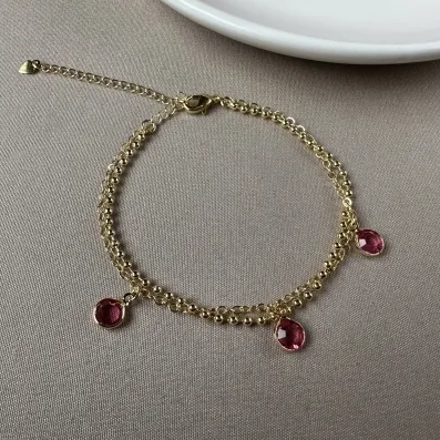 Pulseira dupla ponto de luz pink