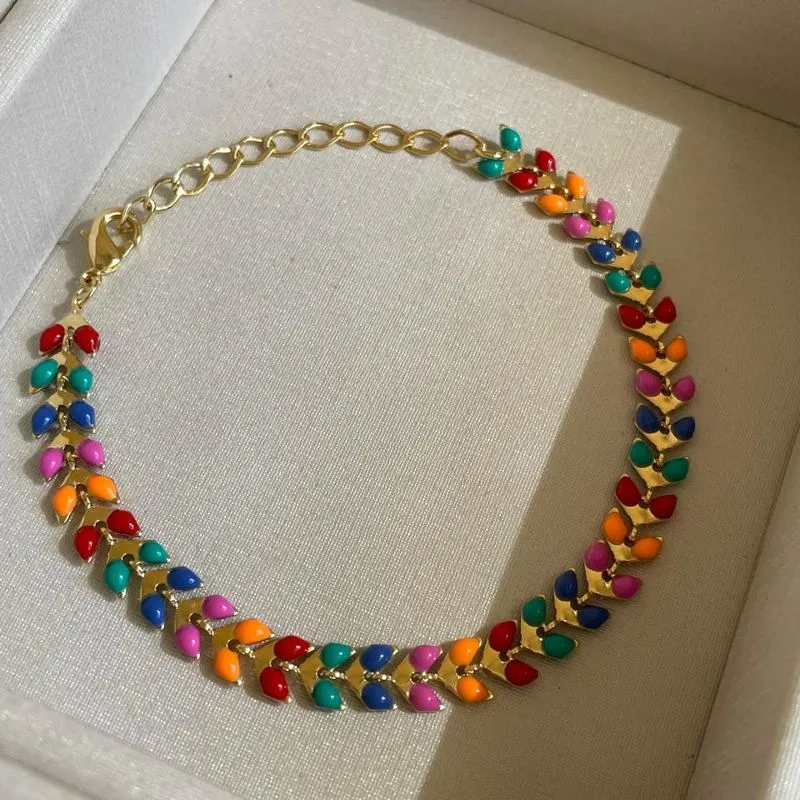 Pulseira folha color resinada