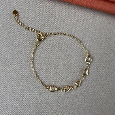 Pulseira infantil corações cristal